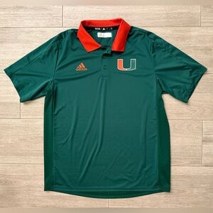 Men's adidas Miami Hurricanes BV2818 Green Orange Climate Polo Shirt Sz Large